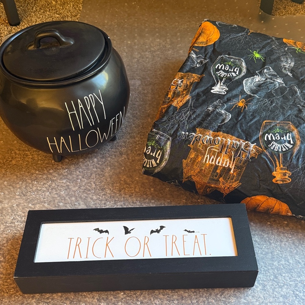 Rae Dunn Halloween Decor Set with Large Tablecloth